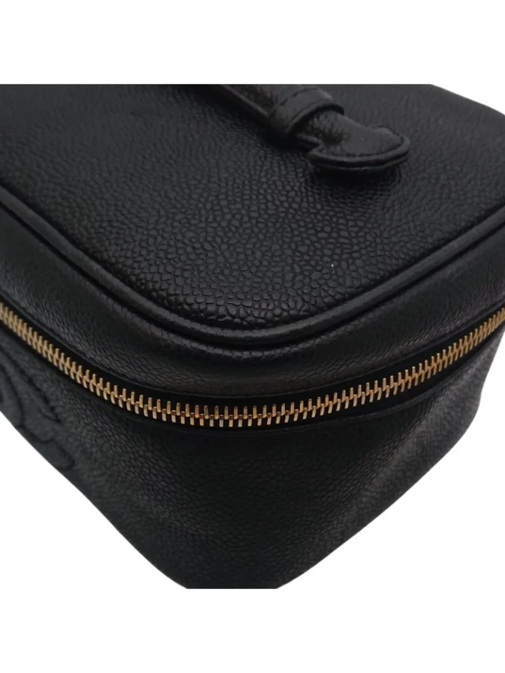 Chanel Vanity Bag Caviar Leather CC Logo Black Gold